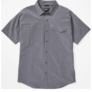 Marmot Northgate Peak SS Snap Up Collar Shirt Mens L 50 UPF Gray Hiking Outdoor